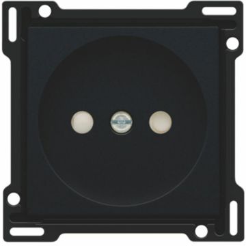 Niko centraalplaat voor stopcontact zonder aarding met kinderveiligheid inbouwdiepte 21mm - Intense Matt Black (161-66501)