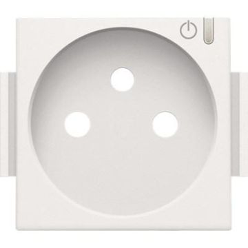 Niko centraalplaat voor stopcontact SmartHome Zigbee met penaarde en kinderveiligheid - Pure Steel White (154-66630)