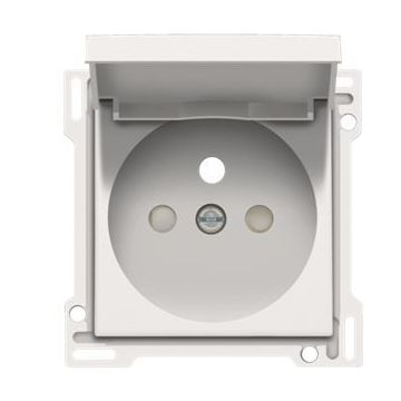 Niko centraalplaat voor stopcontact met klapdeksel, penaarde en kinderveiligheid inbouwdiepte 28,5mm - Pure Steel White (154-66603)