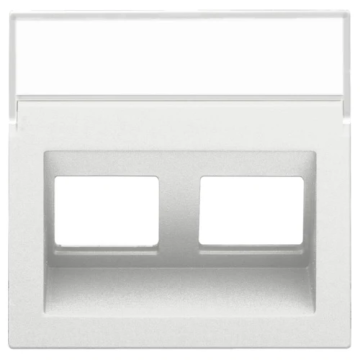 Niko centraalplaat data 2x RJ schuine uitgang - Pure Steel White (154-65400)