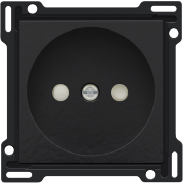 Niko centraalplaat voor stopcontact zonder aarding met kinderveiligheid inbouwdiepte 21mm - Pure Bakelite Piano Black (200-66501)