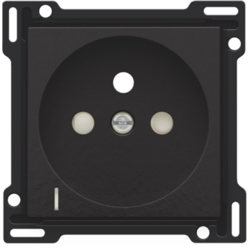 Niko centraalplaat voor stopcontact met penaarde, kinderveiligheid en spanningsaanduiding inbouwdiepte 34mm - Pure Bakelite Piano Black (200-66607)