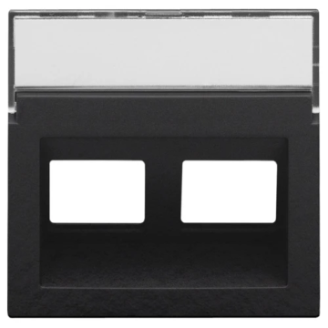 Niko centraalplaat data 2x RJ schuine uitgang - Pure Bakelite Piano Black (200-65400)