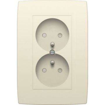 Niko stopcontact 2-voudig met penaarde en kinderbeveiliging - Orginal crème (100-67700)