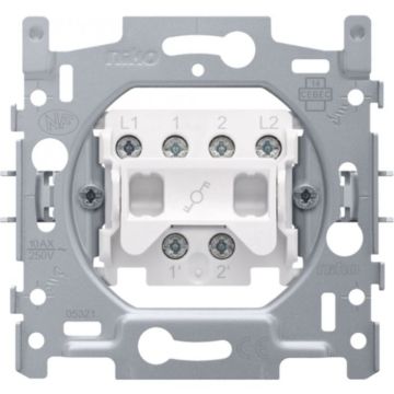Niko sokkel tweepolige wisselschakelaar 10A met schroefklemmen en klauwen (170-02200)