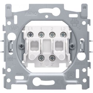 Niko tweevoudige drukknop impulsdrukker schakelaar NO of NG 10A met schroefklemmen en klauwen (170-05000)