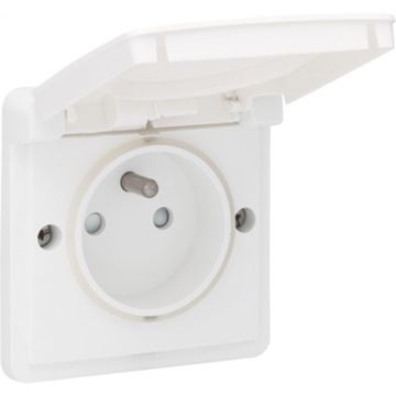 Niko Hydro waterdicht stopcontact - wit - met penaarde 16A 250V met insteekklemmen (zonder opbouwbehuizing)  (701-36605)
