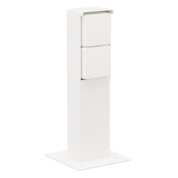 Niko Hydro waterdicht tuinpaal met grondplaat met tweevoudig stopcontact met penaarde 16A 250V met insteekklemmen - wit (701-36725)