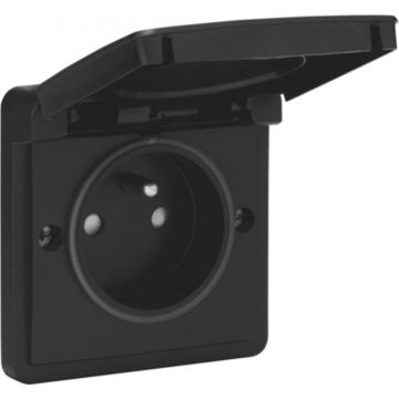 Niko Hydro waterdicht stopcontact - zwart - met penaarde 16A 250V met insteekklemmen (zonder opbouwbehuizing)  (761-36605)