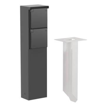 Niko Hydro waterdicht tuinpaal met grondpin met tweevoudig stopcontact met penaarde 16A 250V met insteekklemmen - zwart (761-36625)