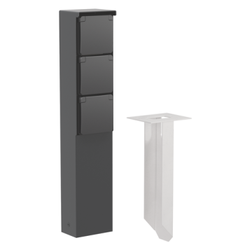 Niko Hydro waterdicht tuinpaal met grondpin met drievoudig stopcontact met penaarde 16A 250V met insteekklemmen - zwart (761-36635)