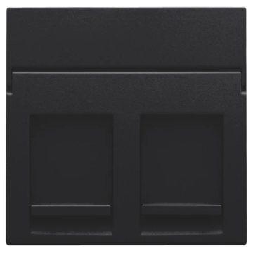 Niko centraalplaat voor tweevoudige UTP/STP data contactdoos - Intense Matt Black / Pure Steel Black (161-65200)