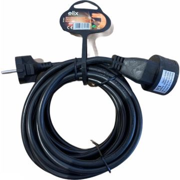 Elimex verlengkabel met penaarde 5 meter H05VVH-F 3x1,5mm2 - zwart