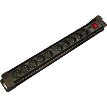 Elimex stekkerdoos met schakelaar 10-voudig met penaarde met kinderbeveiliging en overspanningsbeveiliging 1,5 meter - zwart