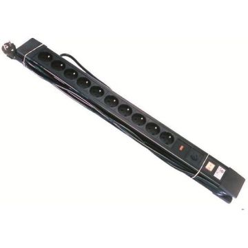 Elimex stekkerdoos met schakelaar 10-voudig met penaarde met kinderbeveiliging en overspanningsbeveiliging 5 meter - zwart