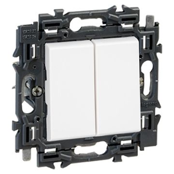 Legrand dubbele wisselschakelaar volledig apparaat met wip 10A met steekklemmen en spanklauwen - Valena Next Wit Opaal (741542)