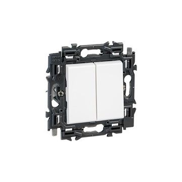 Legrand wisselschakelaar met drukknop pulsdrukker volledig apparaat 10A met steekklemmen en spanklauwen - Valena Next Wit Opaal (741551)