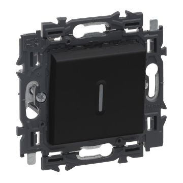 Legrand wisselschakelaar met controlelamp volledig apparaat met wip 10A met steekklemmen en spanklauwen - Valena Next Zwart Gefumeerd (741741)