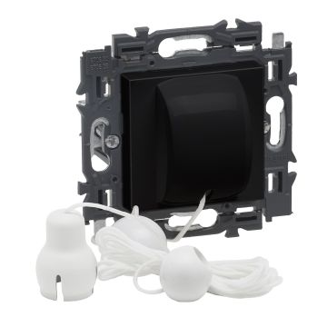 Legrand trekschakelaar volledig apparaat 10A met steekklemmen en spanklauwen - Valena Next Zwart Gefumeerd (741746)