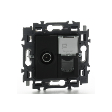 Legrand TV/UTP cat6 volledig apparaat met spanklauwen - Valena Next Zwart Gefumeerd (741776)