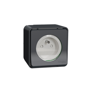 Schneider-Merten opbouw stopcontact 1-voudig met penaarde IP55 met schroefklemmen - Mureva antraciet mat (MUR36030)