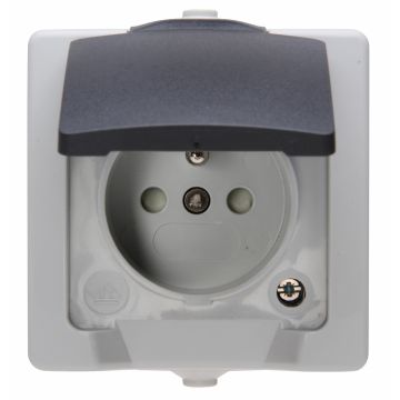 Kopp opbouw stopcontact 1-voudig met penaarde IP44 - Nautic grijs (107956008)