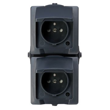 Kopp opbouw stopcontact verticaal 2-voudig met penaarde IP44 - Nautic antraciet (138815008)