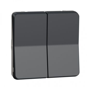 Schneider-Merten opbouw dubbele wisselschakelaar IP55 - Mureva Styl antraciet (MUR35019)