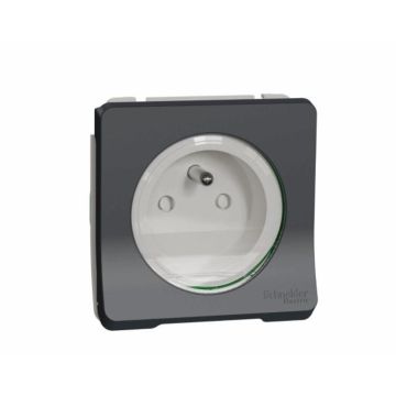 Schneider-Merten 1-voudig stopcontact met penaarde (zonder onderbak) - Mureva grijs (MUR38030)