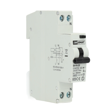 EMAT differentieelautomaat 1-polig+nul 32A C-curve 300mA (85006053)