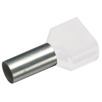 Cimco TWIN adereindhuls geïsoleerd 2x0.5mm2 hulslengte 8mm wit - per 100 stuks (187702)