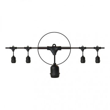 Bailey lichtsnoer 15 fittingen E27 hangend 2x1,5 mm2 15 meter IP44 - zwart (143417)