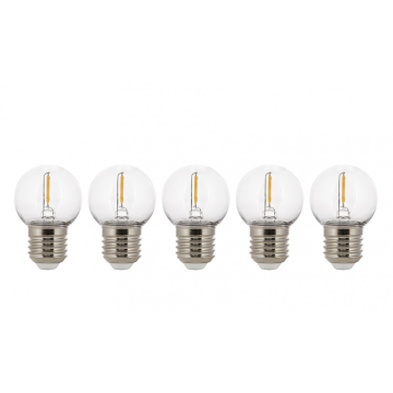 Bailey LED filament helder kogel E27 2700K 1W 80lm IP44 ecopack per 5 (144945)