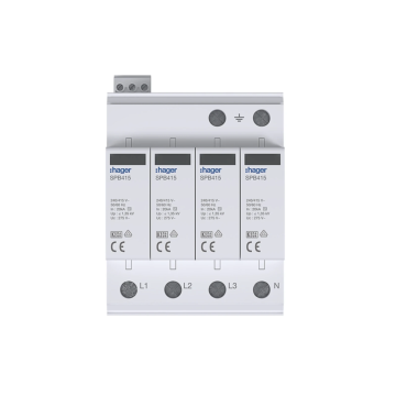 Dehn overspanningsbeveiliging type 2 3P+N (TN, TN-S, TN-C-S, TT) 40kA met meldcontact DIN-rail (SPB415)
