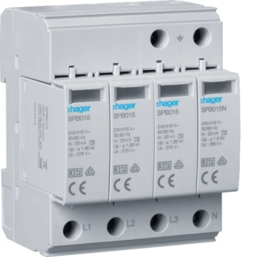 Raycap overspanningsbeveiliging type 2 3P+N (TN, TN-S, TN-C-S, TT) 40kA DIN-rail (SPB413)