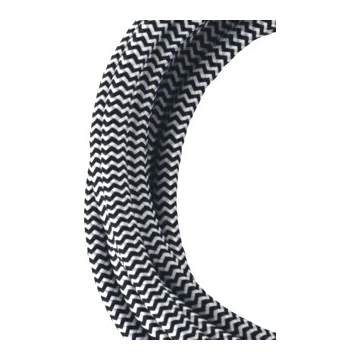 Bailey textielsnoer 3 meter 2x0.75 mm2 - zwart/wit (139685)