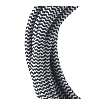 Bailey textielsnoer 3 meter 3x0.75 mm2 - zwart/wit (139752)