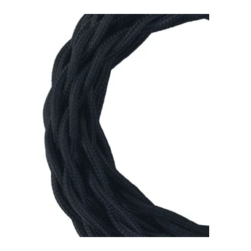 Bailey textielsnoer 3 meter 2x0.75 mm2 - zwart gedraaid (140308)
