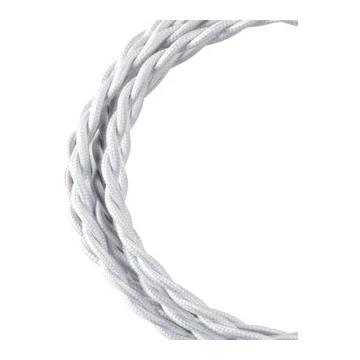 Bailey textielsnoer 3 meter 2x0.75 mm2 - wit gedraaid (140309)