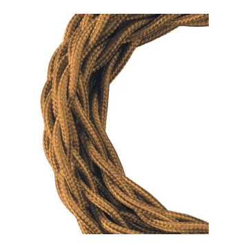 Bailey textielsnoer 3 meter 2x0.75 mm2 - metallic goud gedraaid (140314)