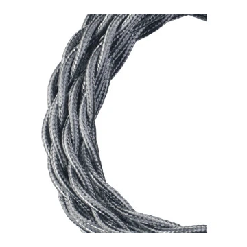 Bailey textielsnoer 3 meter 2x0.75 mm2 - metallic zilver gedraaid (140315)
