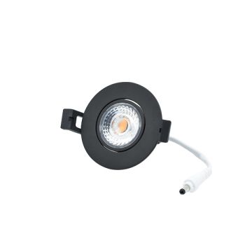 INTERLight inbouwspot kantelbaar dimbaar rond zwart 8W 640lm 2700K incl. driver Ø82mm - zaagmaat Ø63mm IP44 (IL-DCM8K27B)