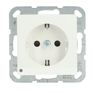 Gira stopcontact met randaardekinderbeveiligingled-licht en shutter 1-voudig - Systeem 55 zuiver wit mat (417027)