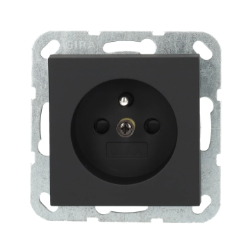 Gira stopcontact met aardpen en shutter - systeem 55 zwart mat (4485005)