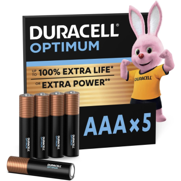 Duracell Optimum alkaline batterijen AAA 1,5V - verpakking 5 stuks (D137790)