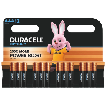 Duracell Optimum alkaline batterijen AAA 1,5V - verpakking 12 stuks (D137936)