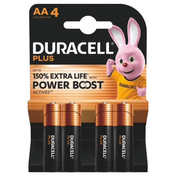 Duracell Plus alkaline batterijen 100 AA 1,5V - verpakking 4 stuks (D140851)