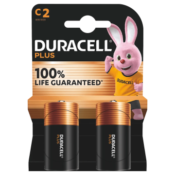 Duracell Plus alkaline batterijen 100 C 1,5V - verpakking 2 stuks (D141827)