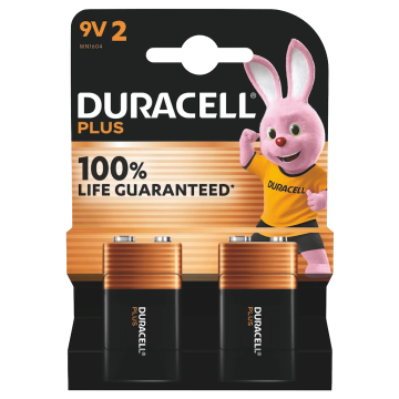 Duracell Plus alkaline batterijen 100 9V - verpakking 2 stuks (D142268)