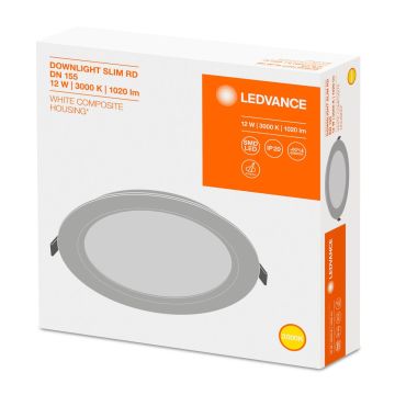 Ledvance LED downlighter 12W 1.020lm warm wit 3000K zaagmaat Ø155mm Ø169mm IP20 - wit (4058075079038)